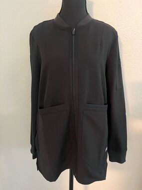 FIGS Black Medical Scrub Jacket with Logo Patch